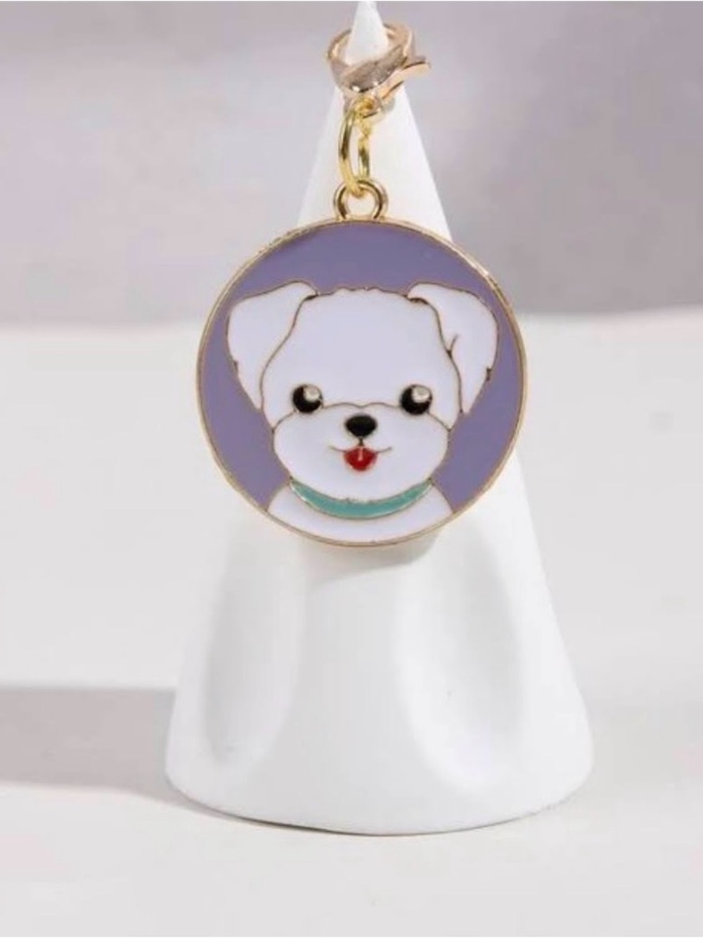 1 Purple and White Dog Charm